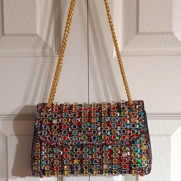 Multi Colored Rhinestone Encrusted Purse - Picture 5 of 11